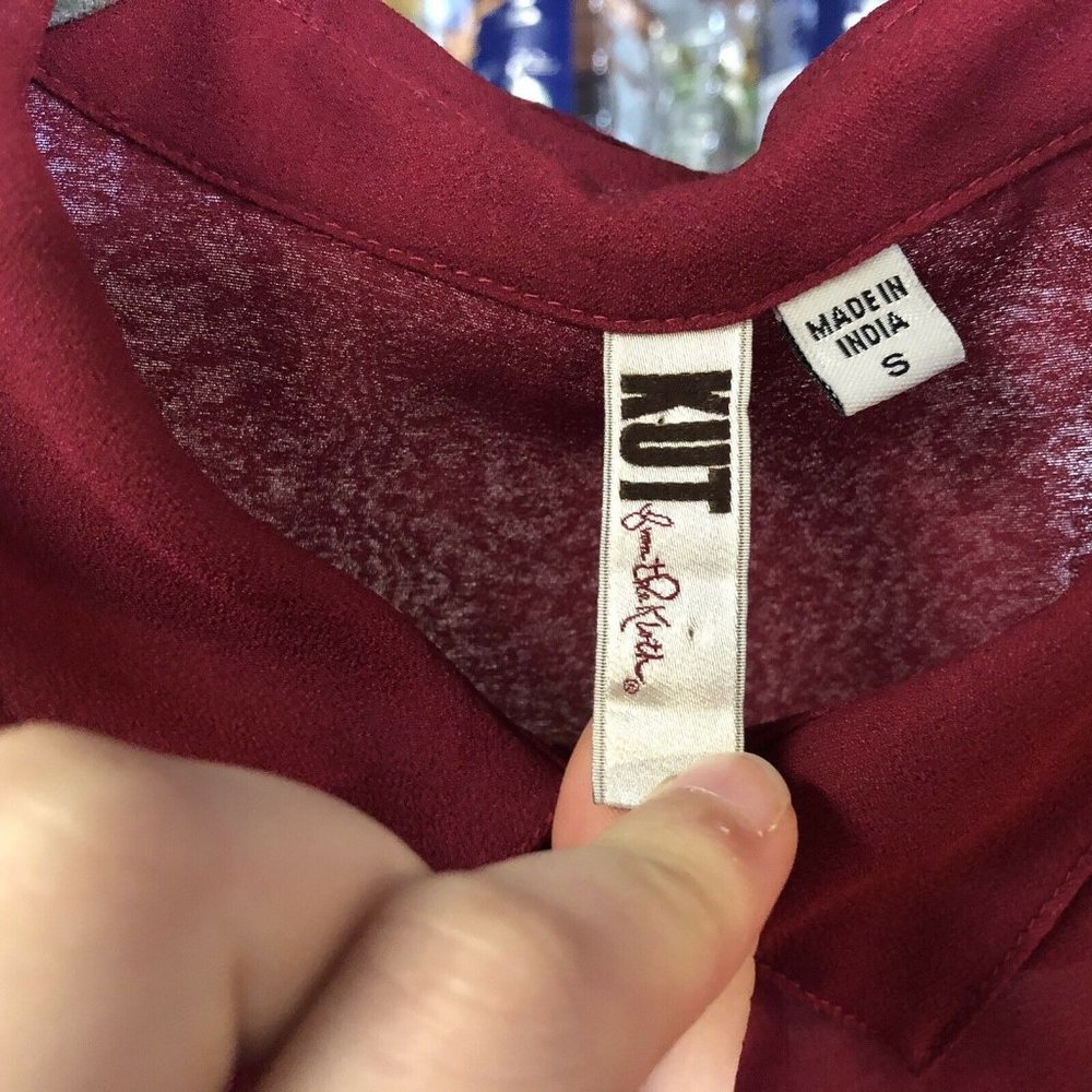 Kut From The Kloth Collared Button Up Blouse Small - image 3
